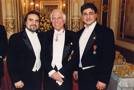 JC poses with J Hollender and G Sabbatini after the performances at the 2003 Vienna Opernball